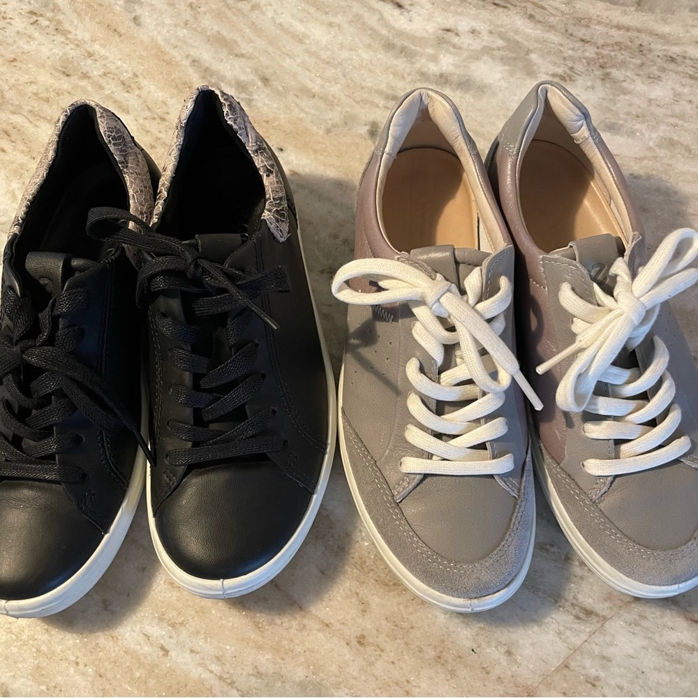 Stylish Women's Black and Grey/silver Ecco 7 soft Sneakers size 36